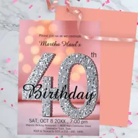 Dreamy Bokeh and Sequins 40th Birthday Celebration Invitation