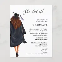 Budget Modern Photo She Did It Graduation Invite