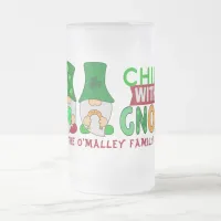 Funny Chillin with My Gnomies St Patricks Day Frosted Glass Beer Mug