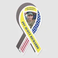 Yellow Flag Military Deployed Soldier Name Ribbon Car Magnet