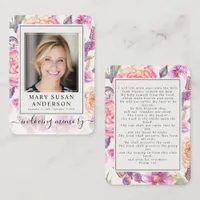 Floral Funeral Memorial Photo Prayer Card