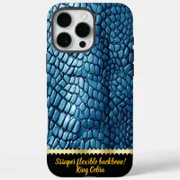 Elegant blue snakeskin, nature's art iPhone 16 pro max case