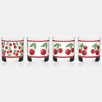 Red Cherries Assorted Patterns Whiskey Glass