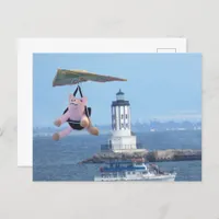 Postcard - Flying Pig over LA Harbor Light