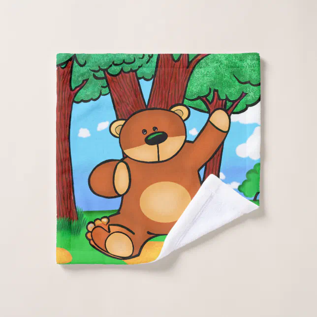 Bear in grassland wash cloth