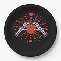 Skeleton Hand Heart Valentines Day Funny 2025 Hear Paper Plates