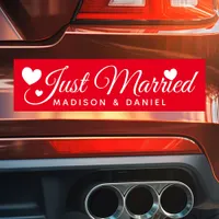 Just Married Red Personalized Newlywed Wedding Car Magnet