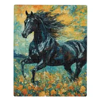 Galloping Black Stallion Jigsaw Puzzle