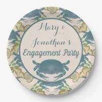 Crab Feast-Watercolor Blue Crabs, Engagement  Paper Plates