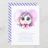 Unicorn Heart Cute Valentine's Day Party Invitation