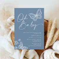 Oh Baby Minimalist Boy Baby Shower Invitation