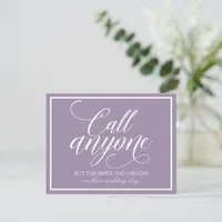 Call Anyone But the Bride Wedding Card (Lavender)