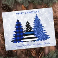 Budget Police Christmas Blue Plaid Glitter Holiday
