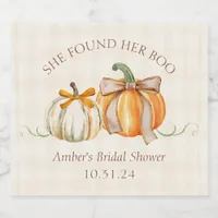 "She Found Her Boo" Halloween Fall Bridal Shower Sparkling Wine Label