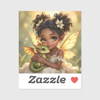 Cute Anime Fairy Girl and Chibi Dragon Sticker