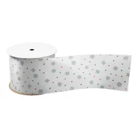 Winter snowflakes and dots pattern satin ribbon