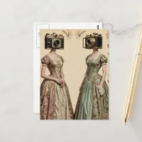 Women With Vintage Camera Heads Postcard