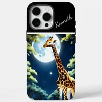 Giraffe Drinking Under Moonlight iPhone 16 Pro Max Case