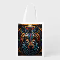 Vibrant Mosaic Zebra Grocery Bag