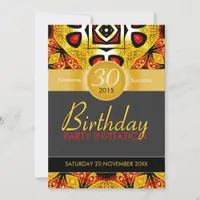 Eastern Red Feather Golden Age Birthday Party Invitation