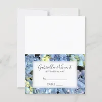 Blue Hydrangea Floral Wedding Reception Place Card