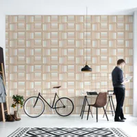 Sand Beige Modern Abstract Geometric Patterned Wallpaper