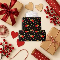 Romantic Black Heart Design Wrapping Paper