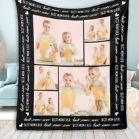 Best Mom Ever Custom 6 Photo Collage Mother's Day  Fleece Blanket