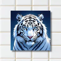 Blue eyed White Tiger Ai Art Ceramic Tile