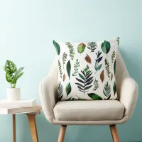 Green Foliage Botanical Nature Lovers  Throw Pillow