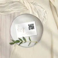 Elegant Gold Script QR Code Wedding RSVP Card