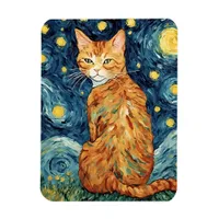 Ginger Tabby Cat in the Starry Night Magnet