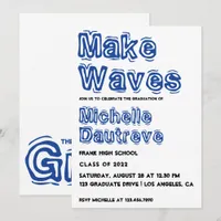 Blue and White Typography Graduation Party Invitation