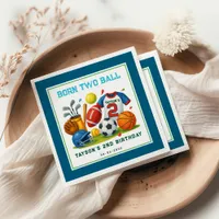 Born 2 Ball Sports Theme Boy’s 2nd Birthday Party Napkins