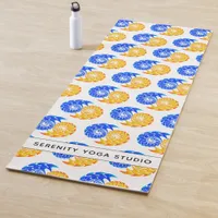 Abstract Blue Gold Yin Yang Fishes Balance Yoga Mat