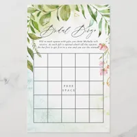 Watercolor Crystal Greenery Bridal Bingo
