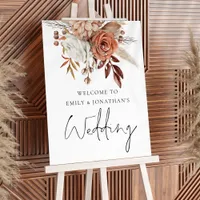 Rustic Terracotta Florals Autumn Welcome Wedding Foam Board