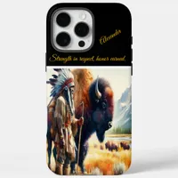 Warrior with bison.  iPhone 16 pro max case