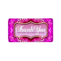 Pink Petals Pattern Thank You Sticker Labels