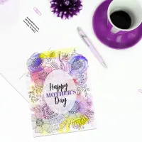 Watercolor and Ink Floral Line Art Mother's Day Postcard