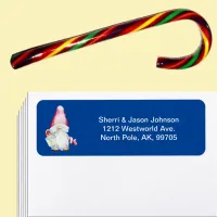 Santa Gnome for Holidays Christmas Blue Address Label