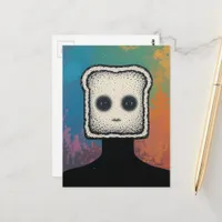 abstract collage with face of toast postcard