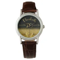 70th birthday black gold monogram elegant watch