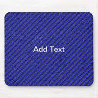 Black Blue Thin Diagonal Stripes Mouse Pad