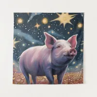 A Pig in The Starry Night Tapestry