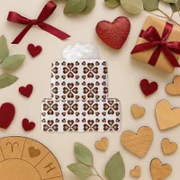 Rustic Brown Heart Floral White Wrapping Paper