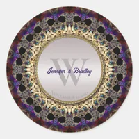 Eastern Bohemian Purple Gold Exotic Wedding Classic Round Sticker