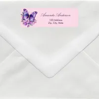 Butterfly pink purple return address label