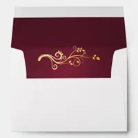 Burgundy with faux gold decor and return address envelope