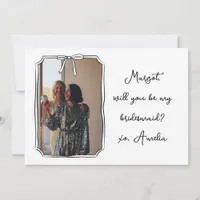 Chic Hand Drawn Bow Bridesmaid Proposal Photo Card